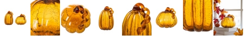 Glitzhome Amber Crackle Pumpkin, Set of 2